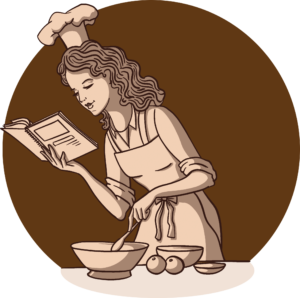 Kucháročka číta recepty
